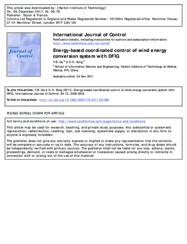 (PDF) Energy-based coordinated control of wind energy conversion system ...
