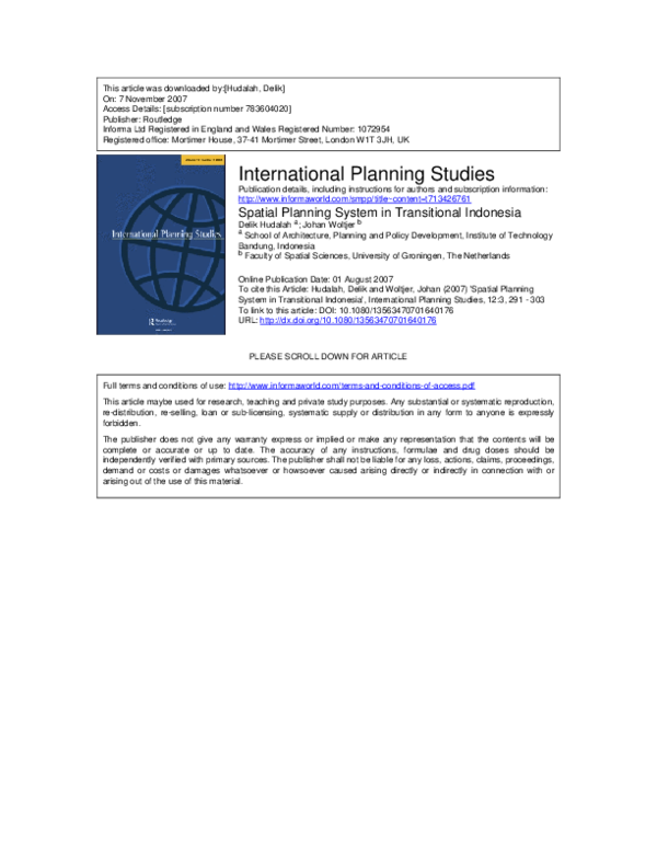 (PDF) Spatial planning system in transitional Indonesia