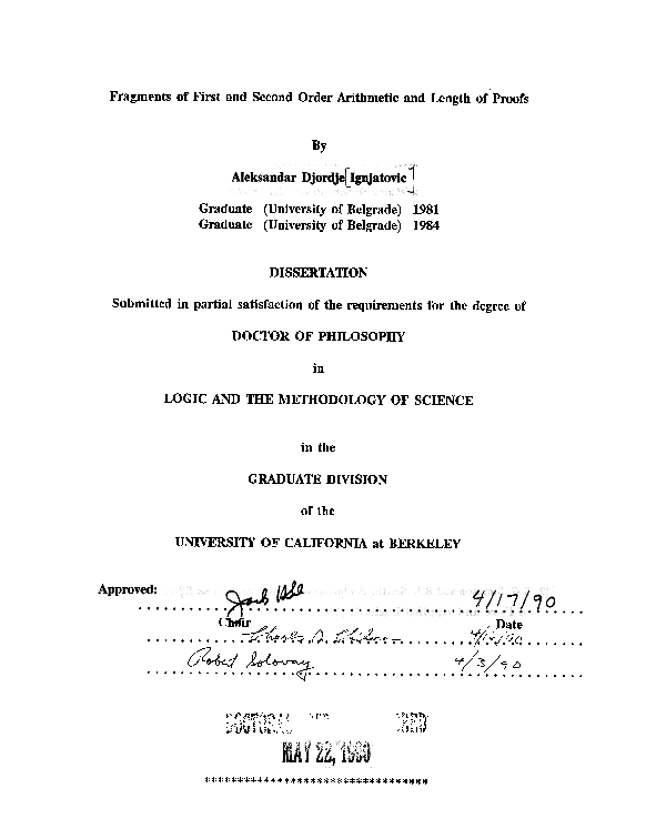 (PDF) Fragments of first and second order arithmetic and length of proofs