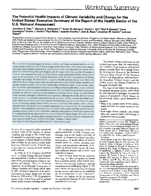 (PDF) The potential health impacts of climate variability and change ...