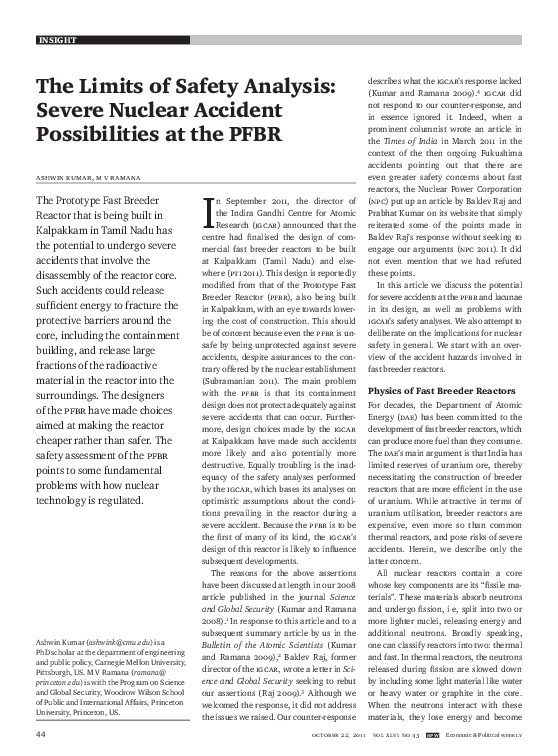(PDF) The Limits of Safety Analysis: Severe Nuclear Accident ...