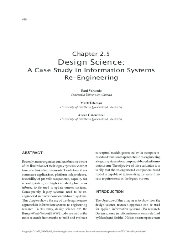 (PDF) Design Science: A Case Study in Information Systems