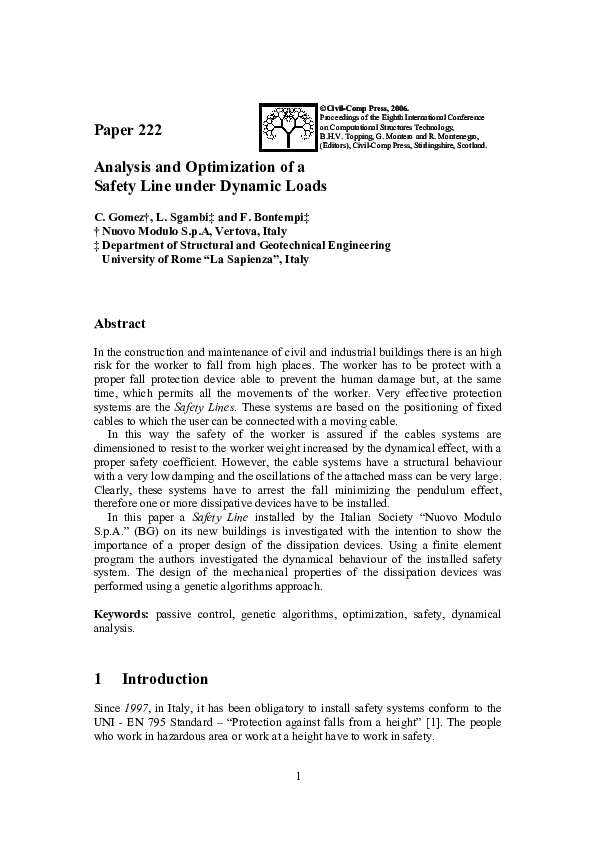(PDF) Analysis and Optimization of a Safety Line under Dynamic Loads