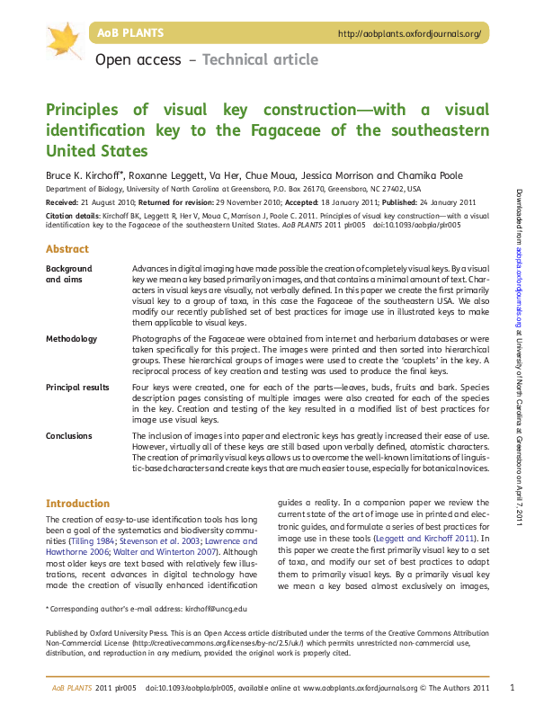(PDF) Principles of visual key construction with a visual ...