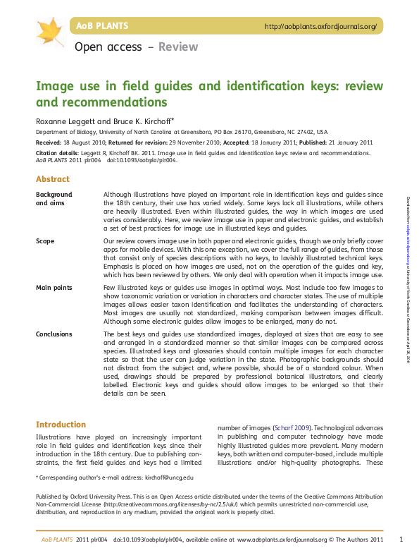 (PDF) Image use in field guides and identification keys review and Bruce