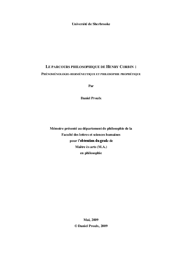 Pdf Le Parcours Philosophique De Henry Corbin Phenomenologie Hermeneutique Et Philosophie Prophetique Daniel Proulx Academia Edu