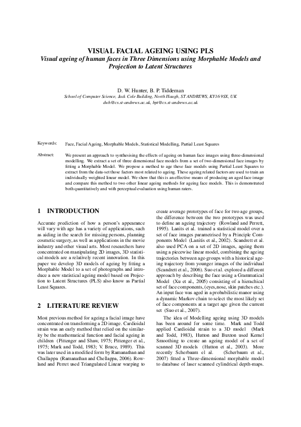 (PDF) Visual Facial Ageing using PLS - Visual Ageing of Human Faces in ...