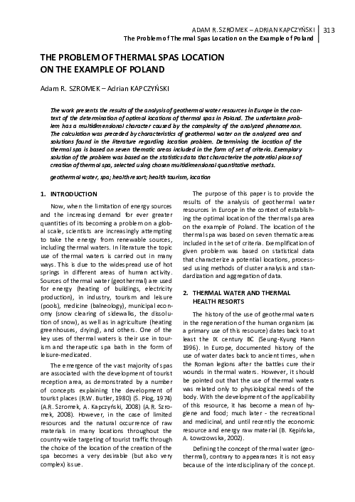 (PDF) The problem of thermal spas location on the example of Poland