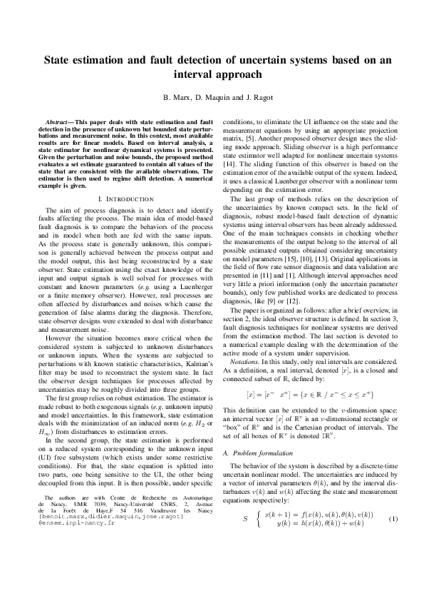 (PDF) State estimation and diagnosis of uncertain systems based on an ...