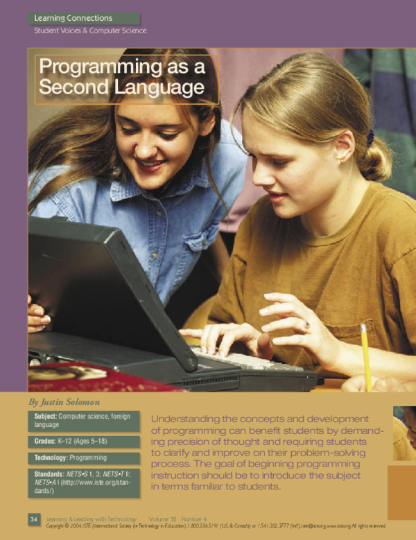 (PDF) Programming as a Second Language