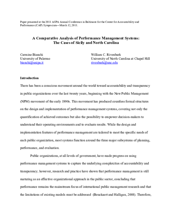 (PDF) A Comparative Analysis of Performance Management Systems: The ...