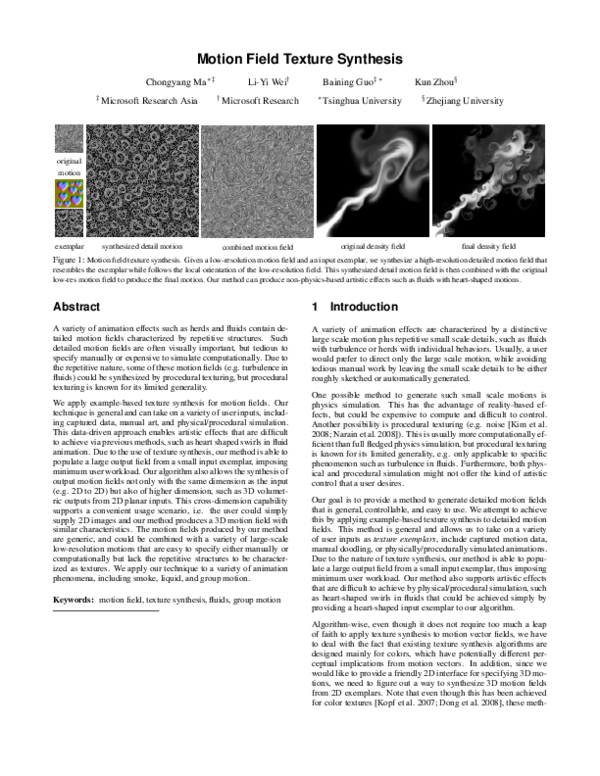 (PDF) Motion field texture synthesis
