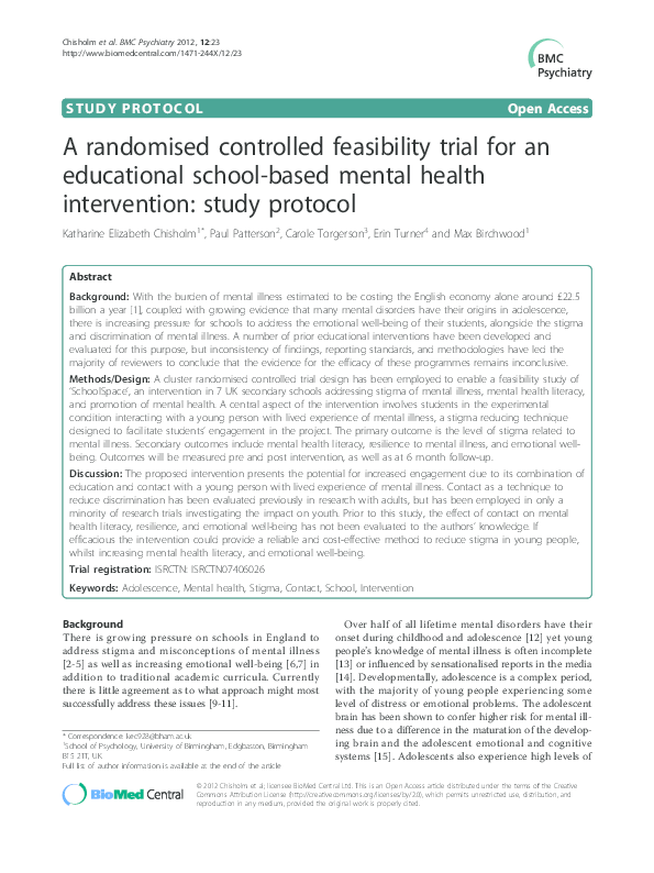 (PDF) A randomised controlled feasibility trial for an educational ...