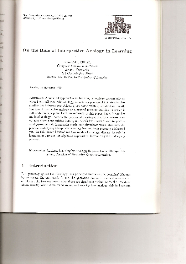 (PDF) On the role of interpretive analogy in learning