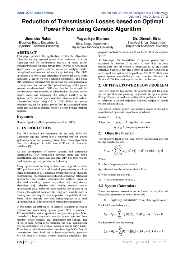 (PDF) Reduction of Transmission Losses based on Optimal Power Flow ...