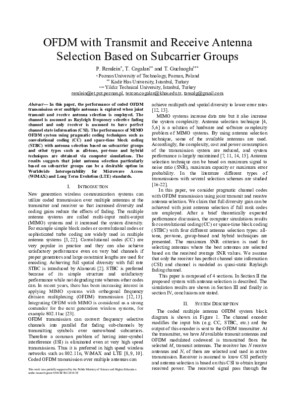 (PDF) OFDM with Transmit and Receive Antenna Selection Based on ...