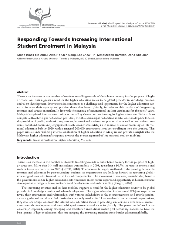 (PDF) Responding Towards Increasing International Student Enrolment in ...