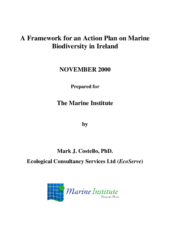 (PDF) A framework for an action plan on marine biodiversity in Ireland