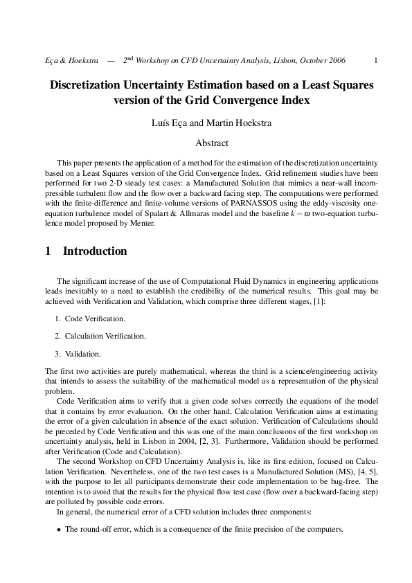 (PDF) Discretization uncertainty estimation based on a least squares ...