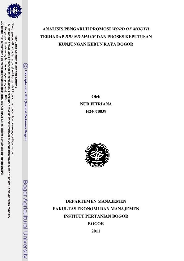 Skripsi Word Of Mouth Ide Judul Skripsi Universitas