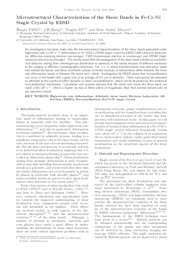 (PDF) Microstructural Characterization of the Shear Bands in Fe-Cr-Ni ...