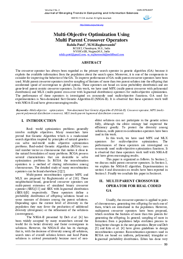 (PDF) Multi-objective Optimization Using Multi Parent Crossover ...