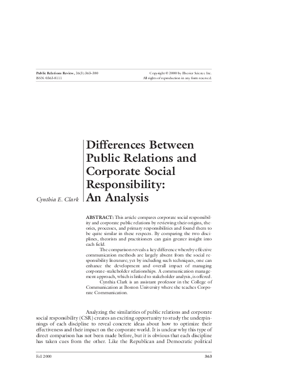  PDF Differences Between Public Relations And Corporate Social 
