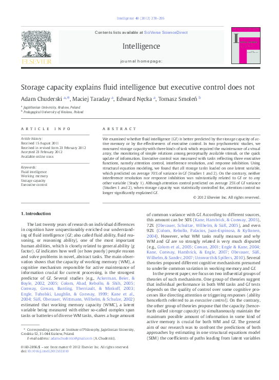 (PDF) Storage capacity explains fluid intelligence but executive ...