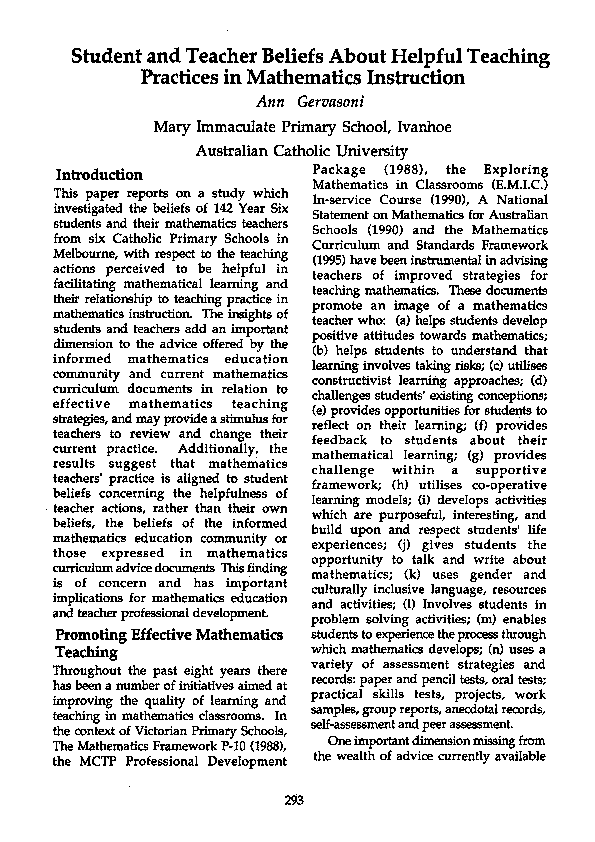 (PDF) Student and Teacher Beliefs About Helpful Teaching Practices in ...