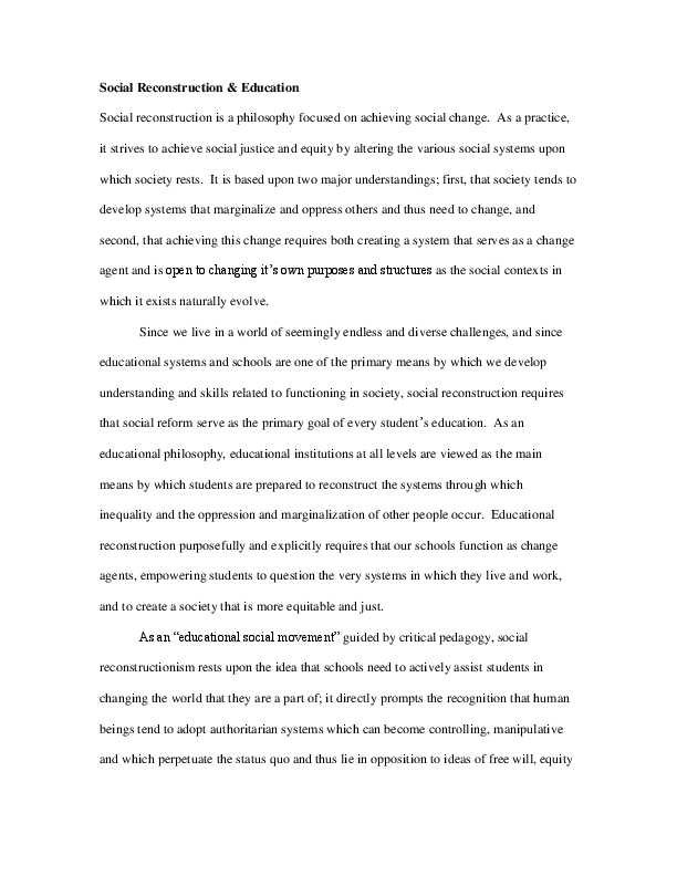 (DOC) Social Reconstruction