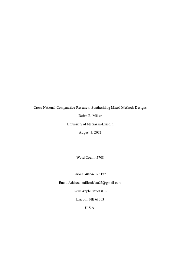 (PDF) CrossNational Comparative Research Synthesizing Mixed Methods