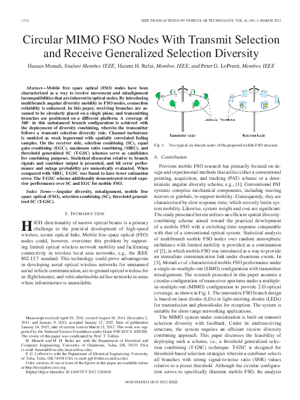 (PDF) Circular Mobile FSO Nodes with Transmit Selection and Receive ...