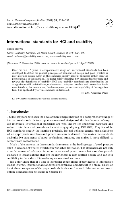 (PDF) International standards for HCI and usability