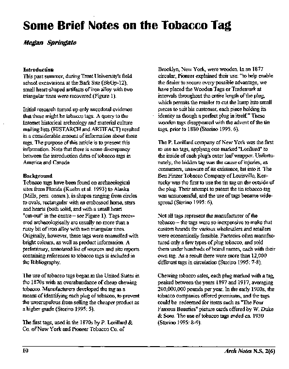 PDF) Some Brief Notes on the Tobacco Tag