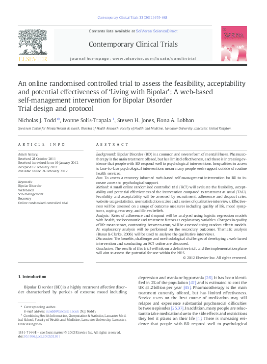(PDF) An online randomised controlled trial to assess the feasibility ...