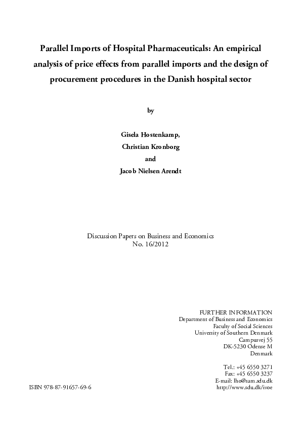 (PDF) Parallel imports of hospital pharmaceuticals: An empirical ...