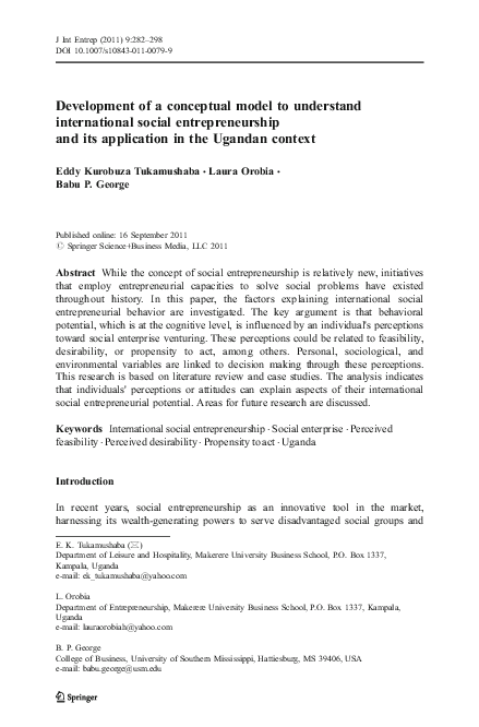 (PDF) Development of a conceptual model to understand international ...