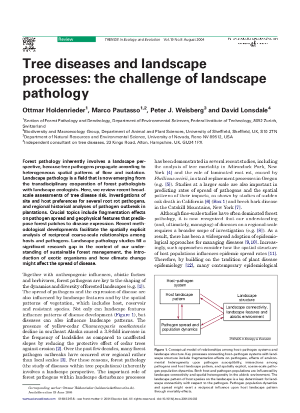 (PDF) Tree diseases and landscape processes the challenge of landscape
