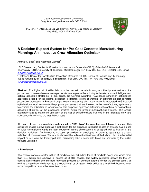 (PDF) A Decision Support System for Pre-Cast Concrete Manufacturing ...