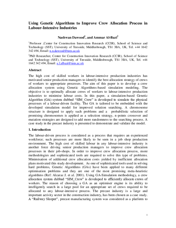(PDF) Using Genetic Algorithms to Improve Crew Allocation Process in ...