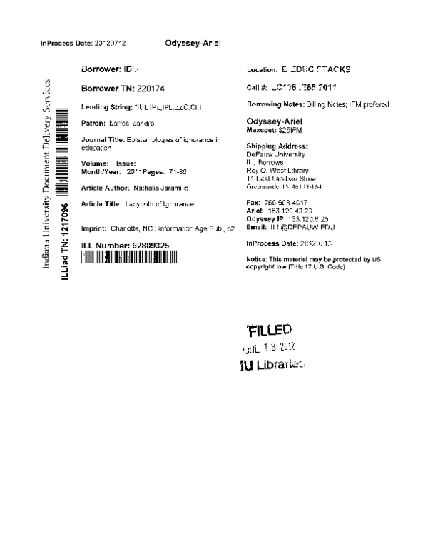 (PDF) Labyrinth of Ignorance Sandro Barros and Nathalia Jaramillo