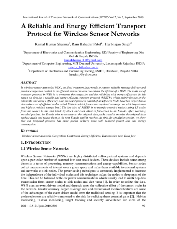 (PDF) A Reliable and Energy Efficient Transport Protocol for Wireless ...