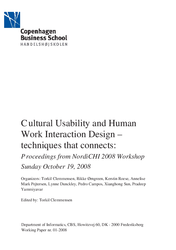  PDF Cultural Usability And Human Work Interaction Design Techniques That Connects Torkil 