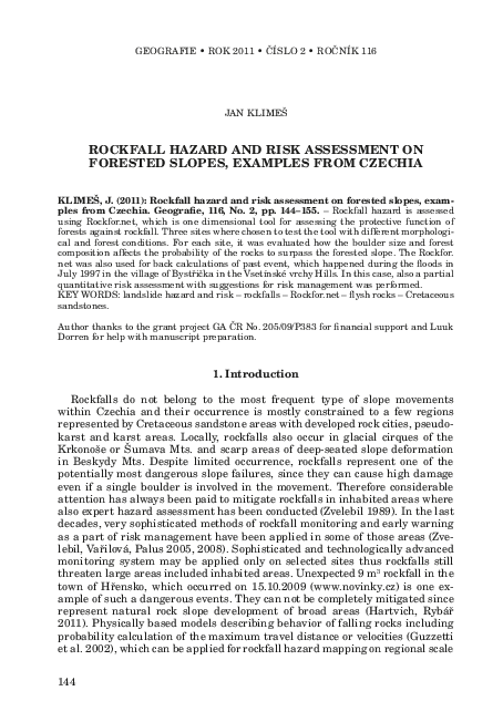 (PDF) ROCKFALL HAZARD AND RISK ASSESSMENT ON FORESTED SLOPES, EXAMPLES ...