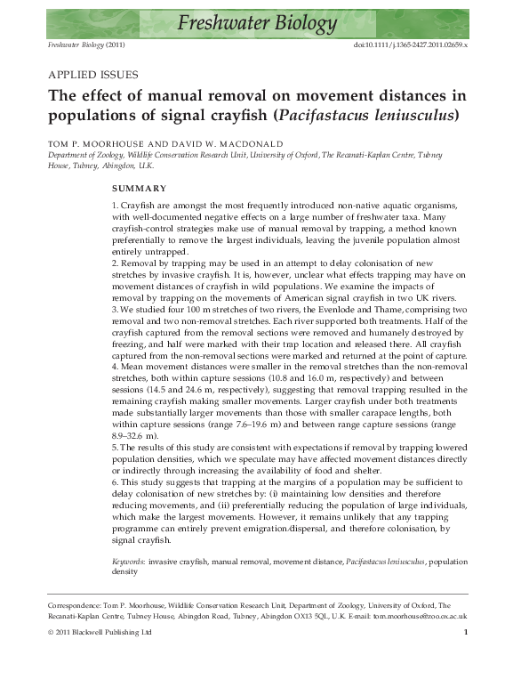 (PDF) The effect of manual removal on movement distances in populations ...