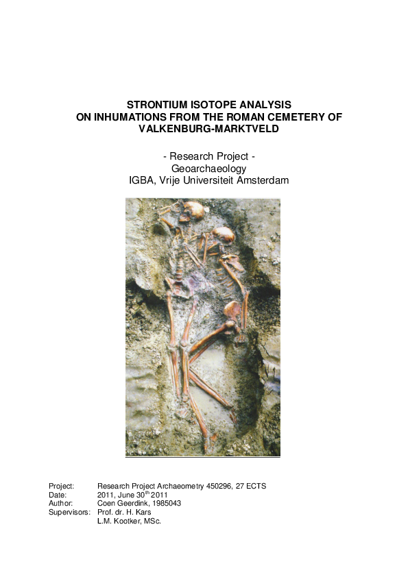 (PDF) STRONTIUM ISOTOPE ANALYSIS ON INHUMATIONS FROM THE ROMAN CEMETERY ...