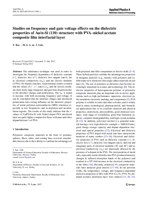 (PDF) Studies on frequency and gate voltage effects on the dielectric ...
