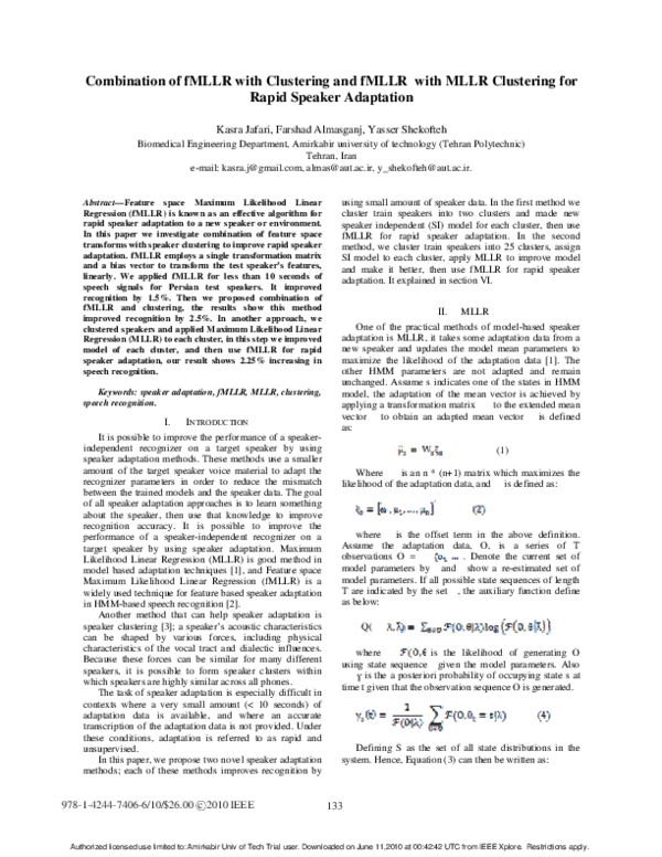 (PDF) Combination of fMLLR with clustering and fMLLR with MLLR ...