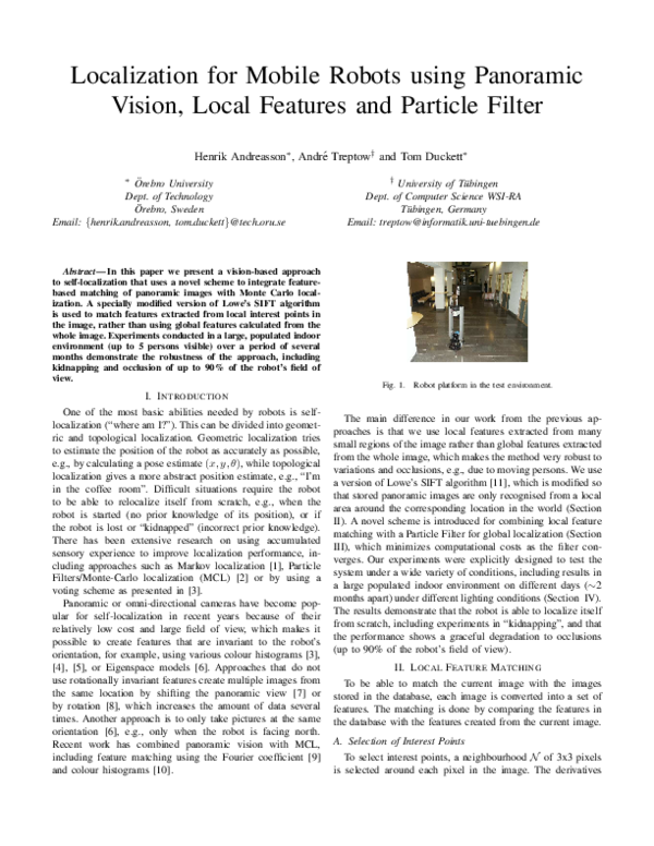 (PDF) Localization for mobile robots using panoramic vision, local ...
