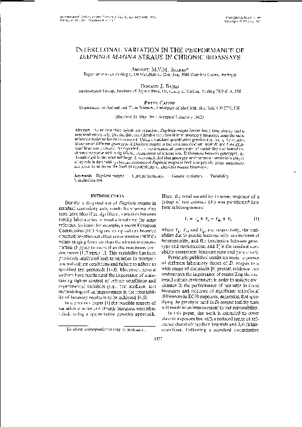 Daphnia bioassay essay image